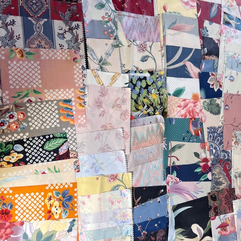 Vtg Fabric Lot of 75 Remnants Scraps Quilting Sewing Floral Crafting Fabric